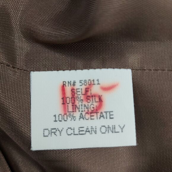 David Meister Dress Womens 8 Brown Sheath 100% Silk Sleeveless Pleated Tweed - Picture 10 of 12